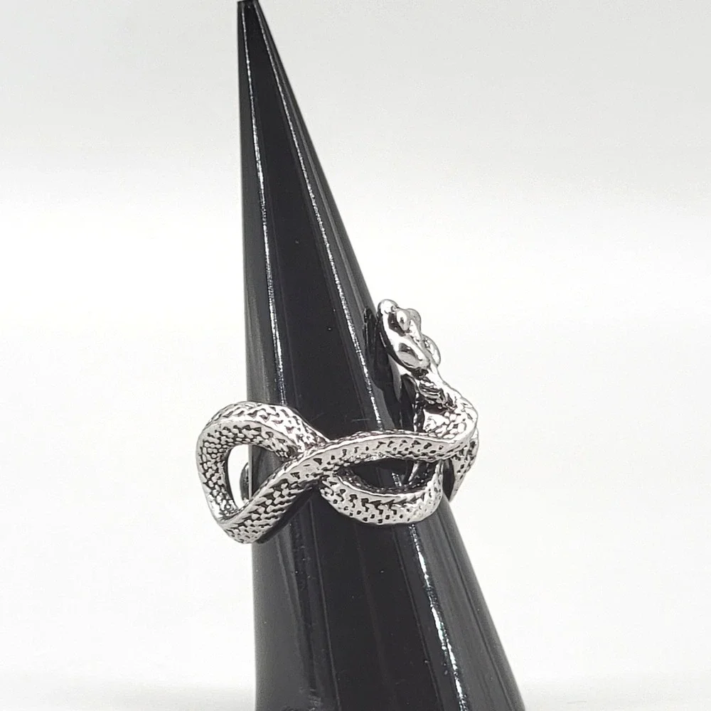Adjustable Silver Snake Wrap Ring Statement Biker Punk Gothic Women's‎ Jewelry